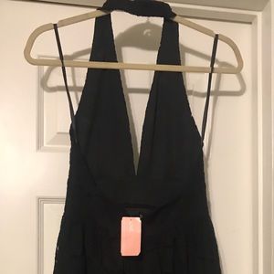 She +Sky Lace Dress in Black Halter Top Size S NWT